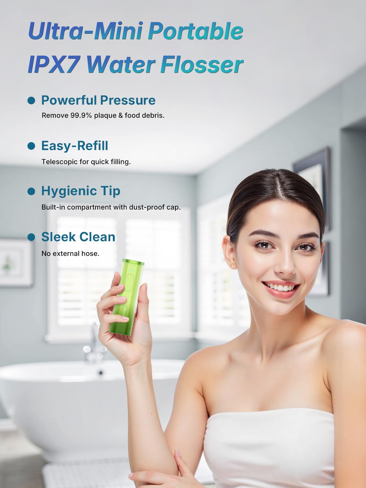 Mini-Compact Water Flosser Portable Wireless Dental Pick Tanque plegable