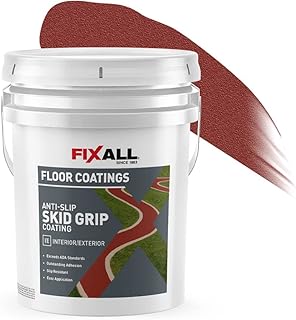 FIXALL Skid Grip Anti-Slip Coating, 5 Gallons, Crimson, Exceeds ADA Stan...