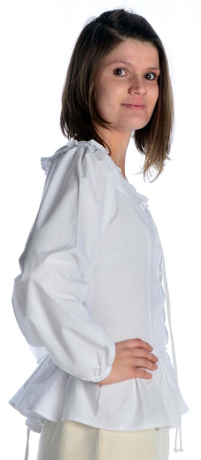 Camicetta da Donna con Volant con Lacci Maniche Lunghe Cotone - Medievale - Pirata