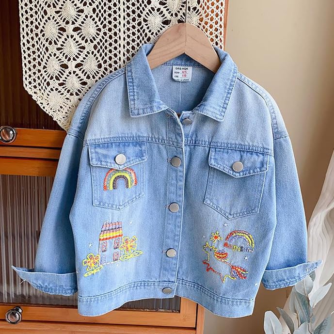 Kids Embroider Denim Jacket Girls' Outwear Ages 5-10 Years2