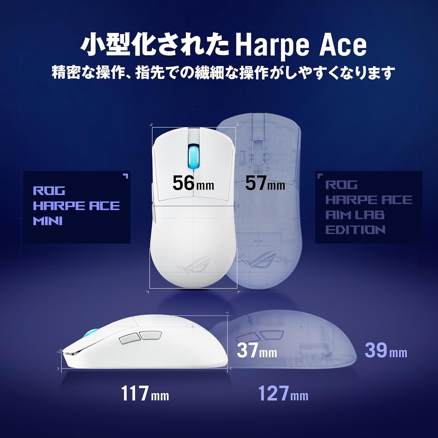 ASUS ROG Harpe Ace Mini ホワイト ASUS ROG Harpe Ace Mini review: compact and lightweight