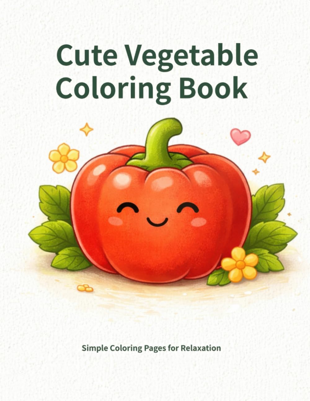 Cute Vegetable Coloring Book: Simple Coloring Pages for Relaxation