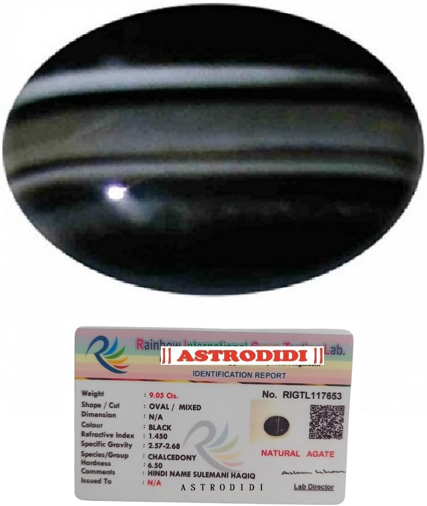Astrodidi Sulemani Hakik Stone/Aqeeq Sulemani/Black Akik Stone/Kala Haqiq Gemstone with Lab Certificate (weight 9-15 carat)