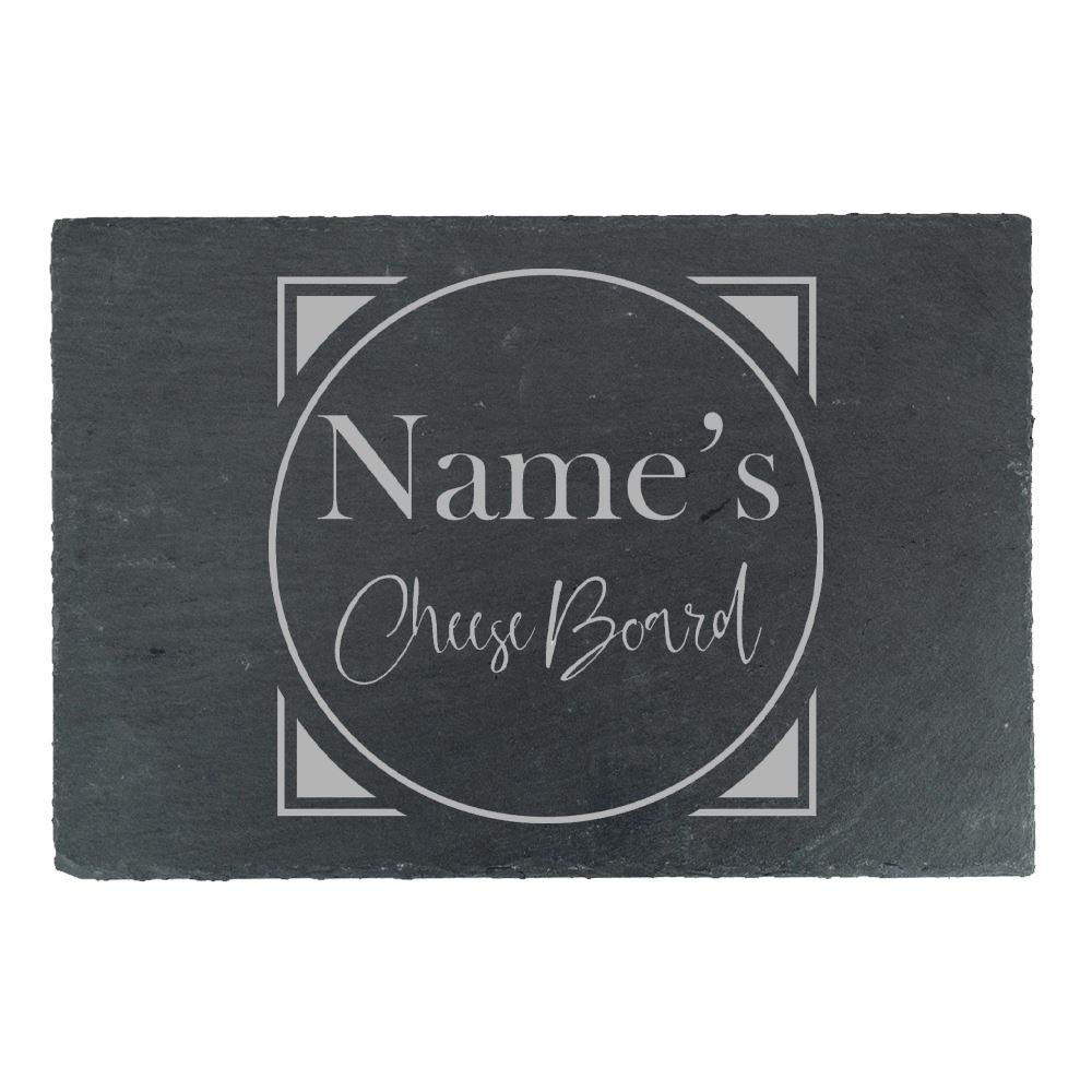 All Things Personalised Personalised Engraved Rectangular Slate Cheeseboard With Name's Cheeseboard With Circle Design, Personalise With Any Name, Perfect For Any Cheese Lover For Any Occasion