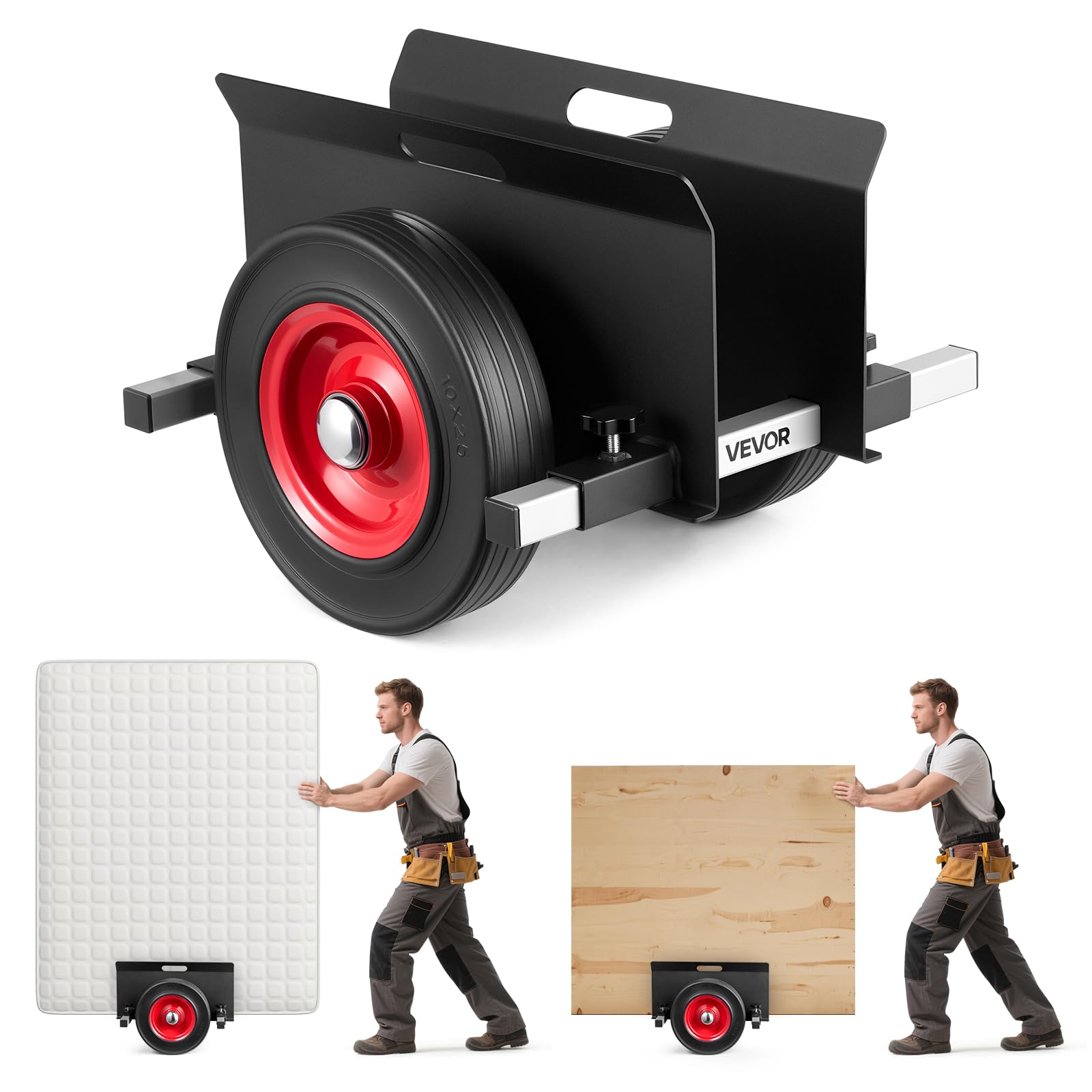 VEVOR Carro Portaplacas, Carga 453,6 kg, Ruedas de Goma, 412 x 450 x 300 mm, Negro