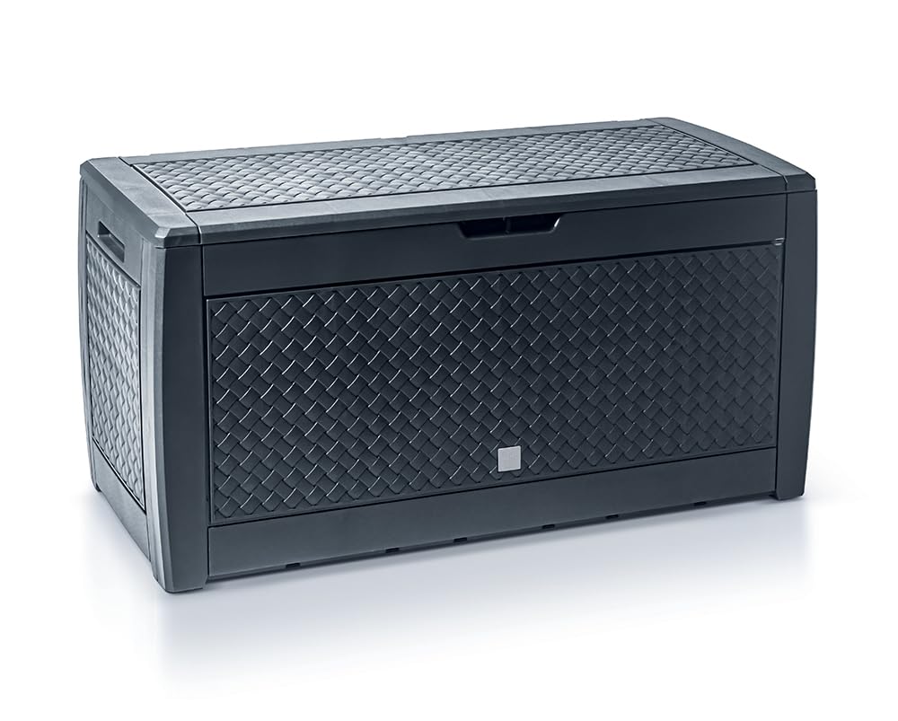 310L Garden Storage Anthracite Box Plastic textured Outdoor Organizer Container Anthracite