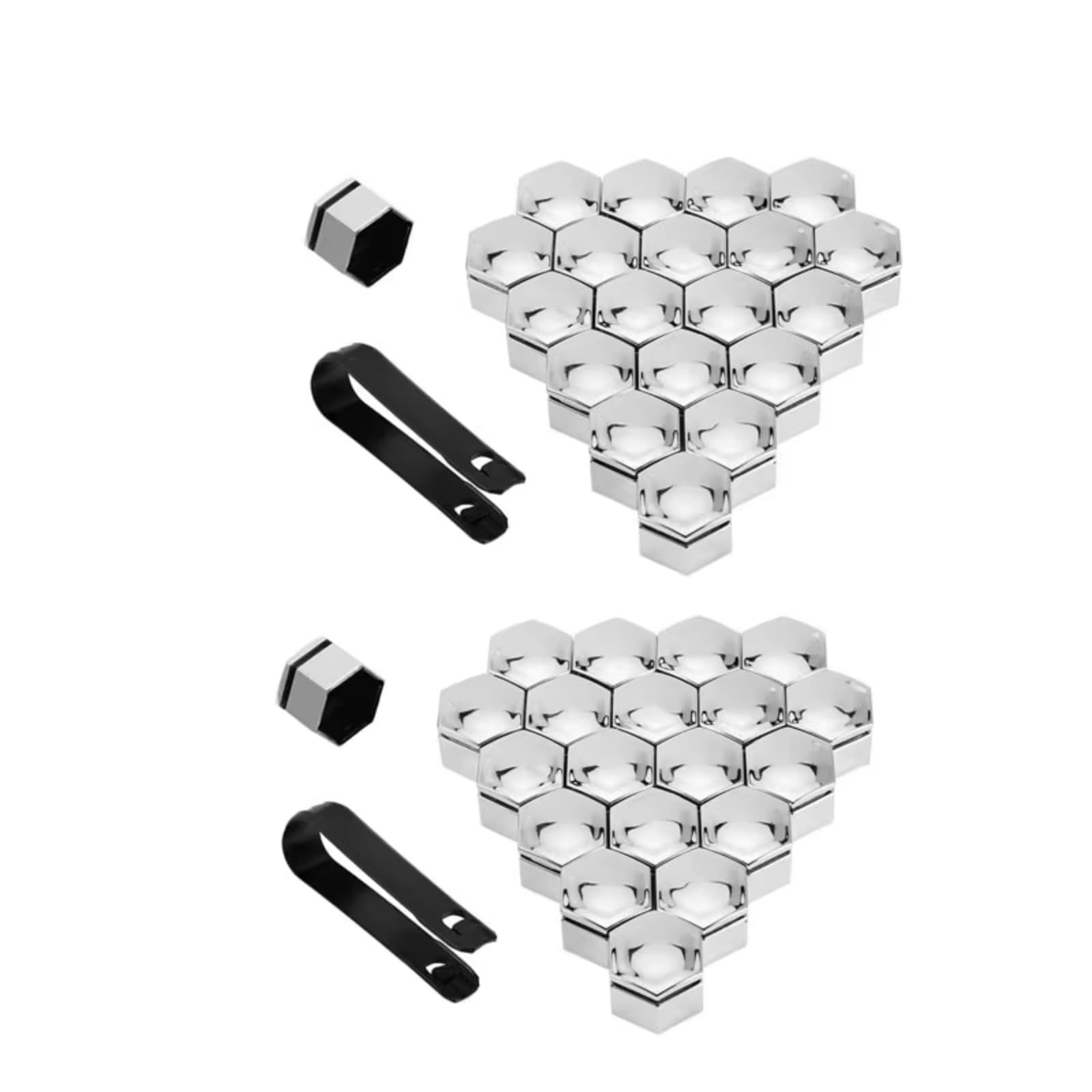 Tappi di Protezione per Dadi Ruota Auto, copridadi per mozzo Auto, copridadi per Pneumatici Auto, 20/40 Pezzi, 22/21/19/17 mm, Argento (19 mm/Argento)