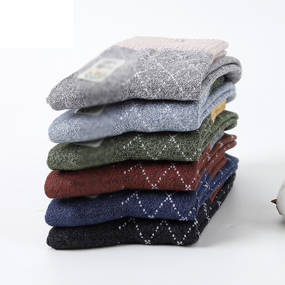 Chaussettes Basses Chaussettes Longues Simples à Rayures Diamant, 6 Paires de Chaussettes épaisses mi-Mollet, Bas Confortables, Chaussettes de Sol faciles à Nettoyer Coupe Confortable