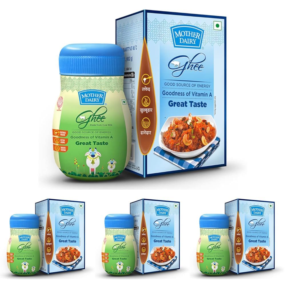Mother Dairy Cow Ghee 1LTR PET Jar (Pack of 4), 3.61 Kg (B0D815Z7NH) Amazon Price History, Amazon Price Tracker