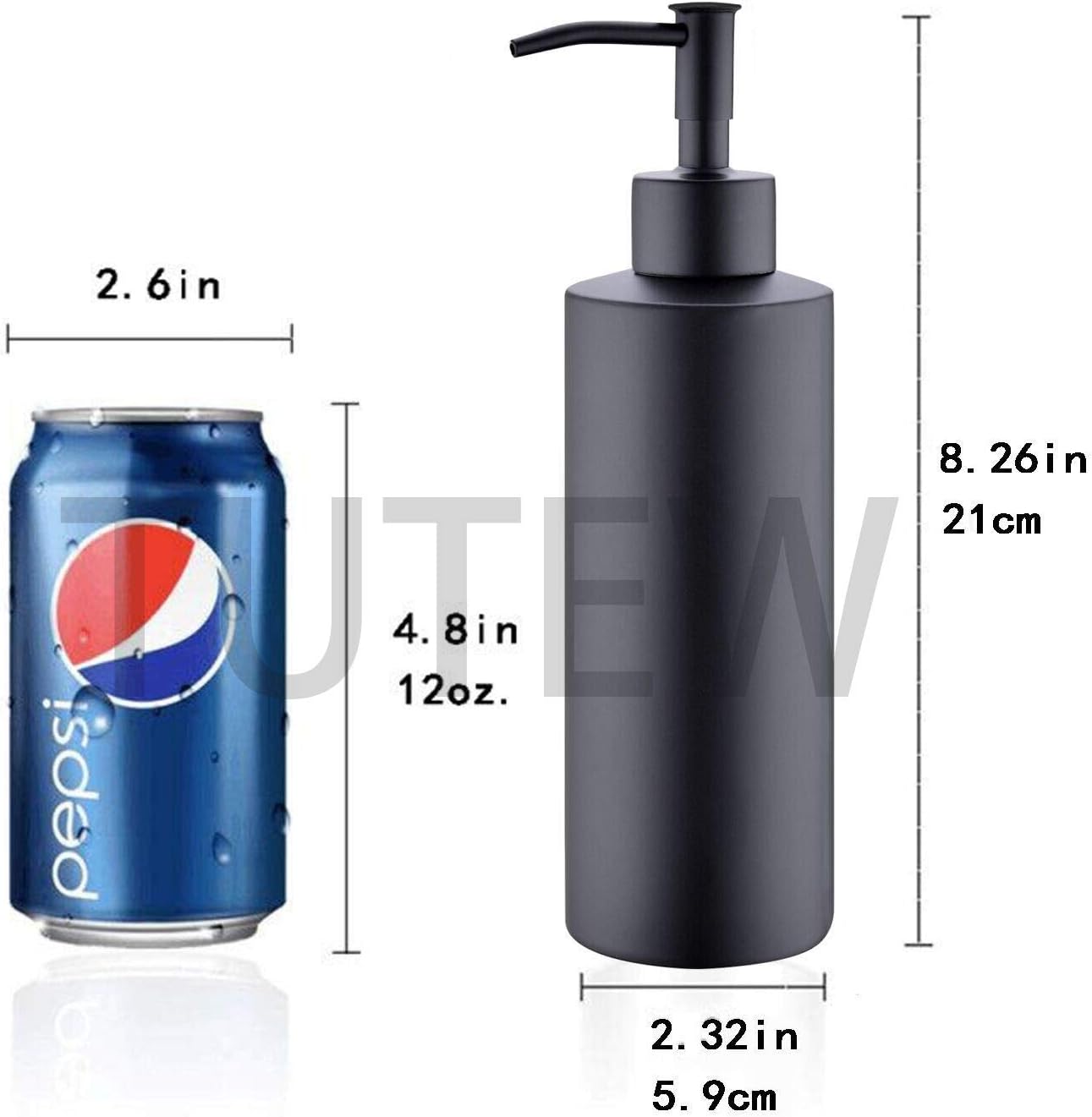 Black Soap Dispenser - Full Stainless Steel Construction, Refillable Liquid Dispenser with Non-Slip Silicone Base, Suitable for Kitchen & Bathroom, Holds Hand Soap,Dish Soap,Lotion