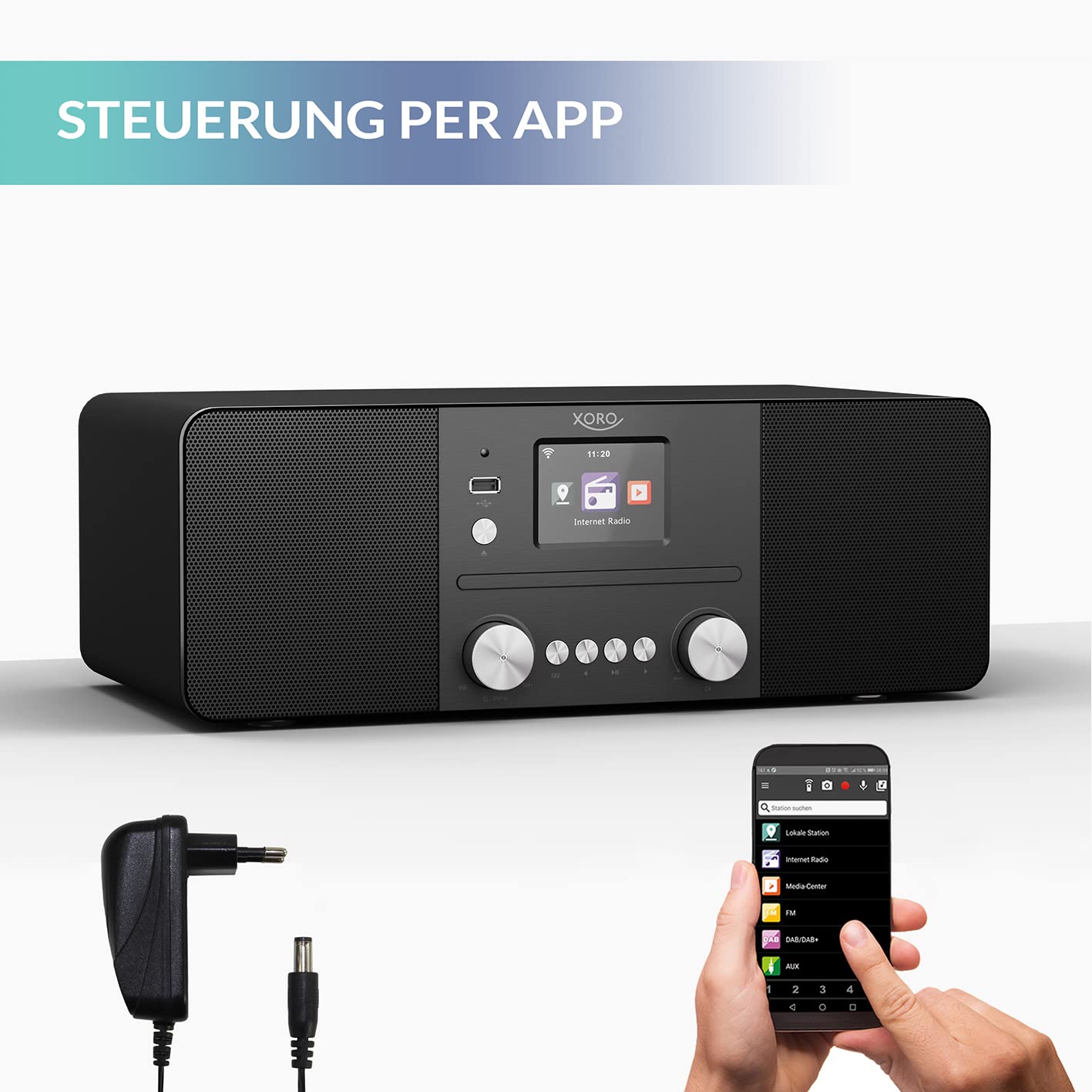 XORO HMT 620 – wielofunkcyjne radio internetowe stereo z odtwarzaczem CD, radio DAB+/FM, Wi-Fi, Bluetooth, Spotify Connect, odtwarzacz MP3 USB, strumieniowe przesyłanie sieciowe, sterowanie aplikacją,