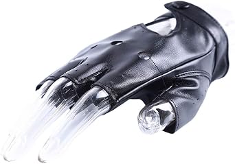 Sevenfly Women Heart Cutout Punk Half Finger Pu Leather Performance Gloves