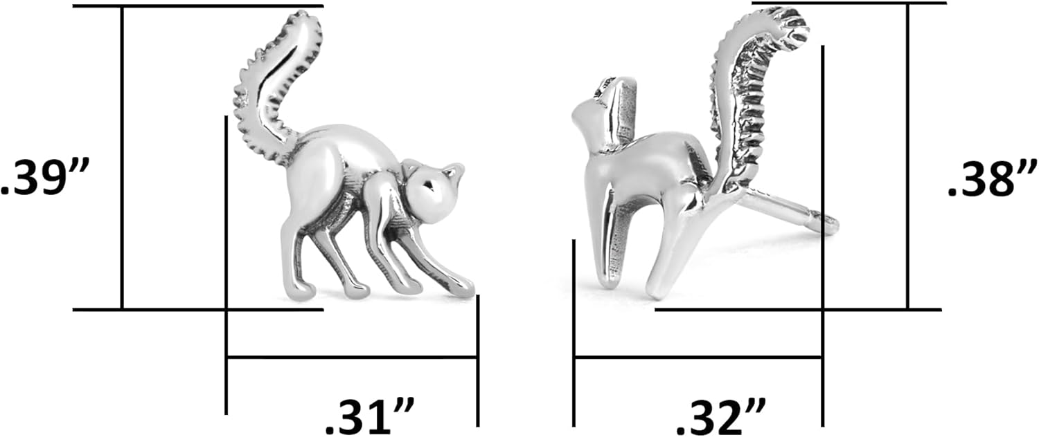 Boma Jewelry Sterling Silver Scaredy Cat Stud Earrings