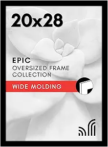Americanflat 20x28 Picture Frame with Polished Plexiglass - Black Picture Frame - Wide Photo Frames Made of Engineered Wood for Vertical or Horizontal Wall Display - Epic Collection - Black