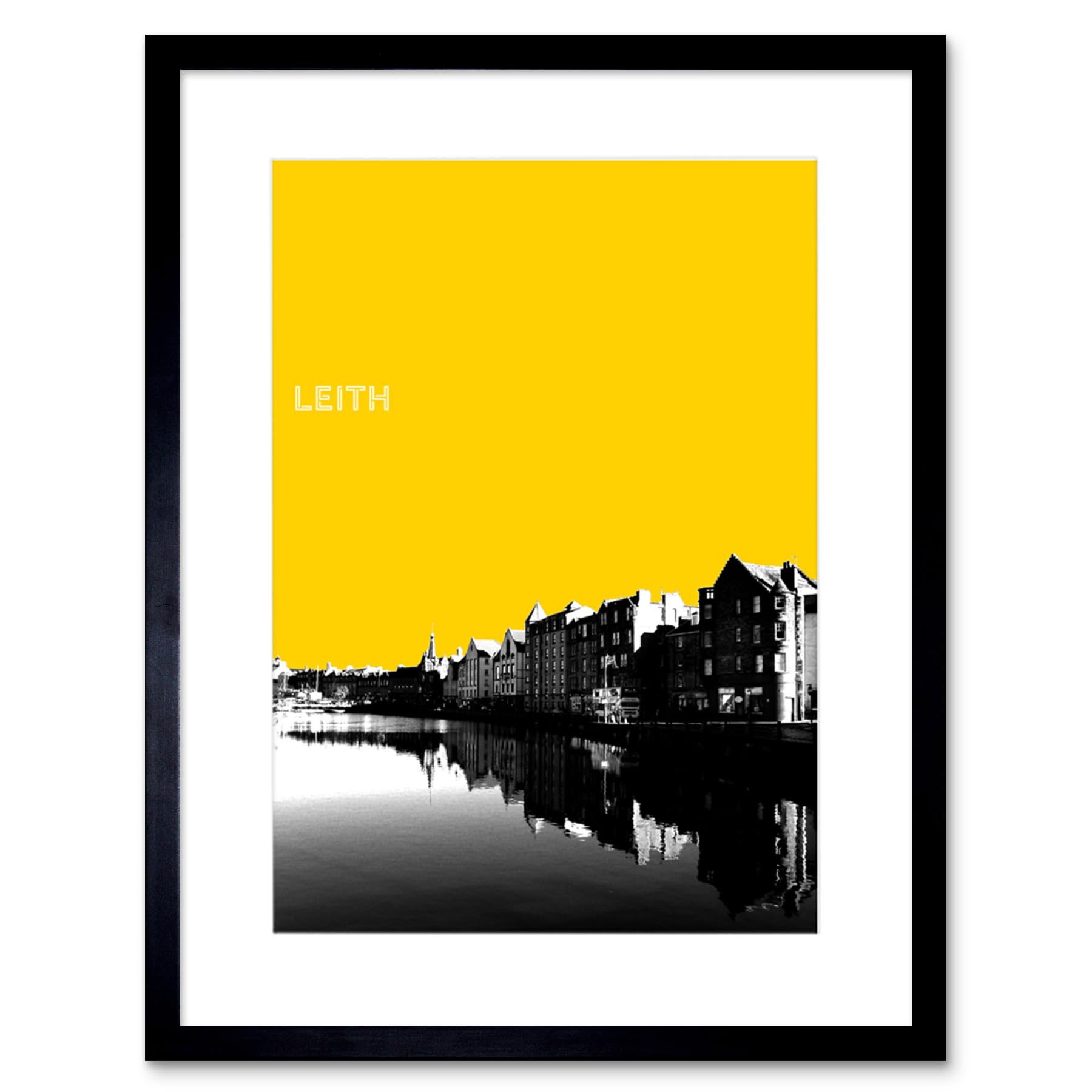 Artery8 Leith Shore Edinburgh Scotland Scottish Landmark Yellow Framed Art Print - W7 inch x H9 inch