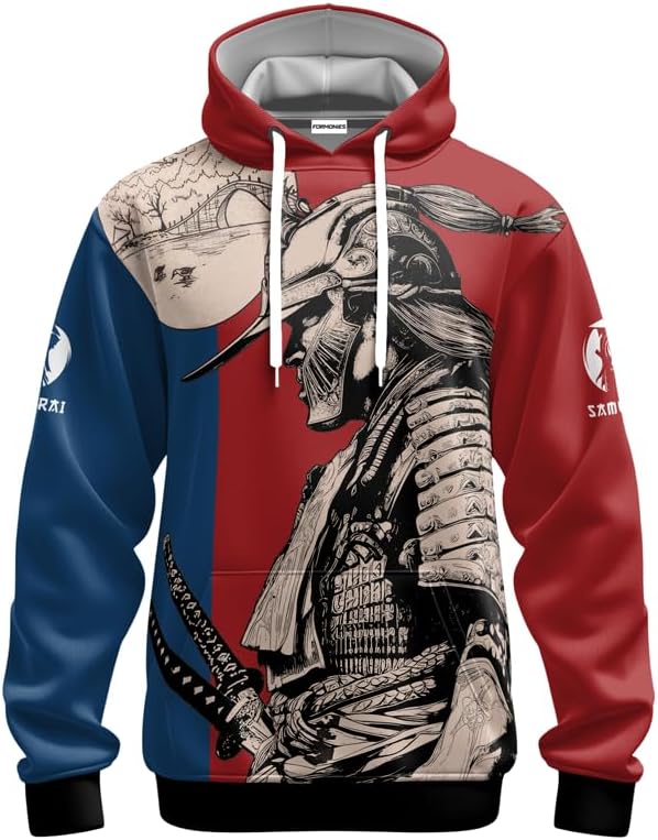 Samurai Men's Hoodie 3D Print Samurai Pullover Sweatshirts Unisex Long Sleeve Casual Hooded