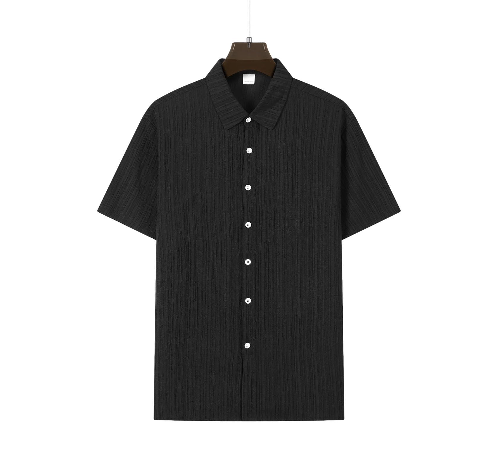 Camisa de manga corta para hombre, de lino, a rayas, informal, holgada, con solapa, para playa