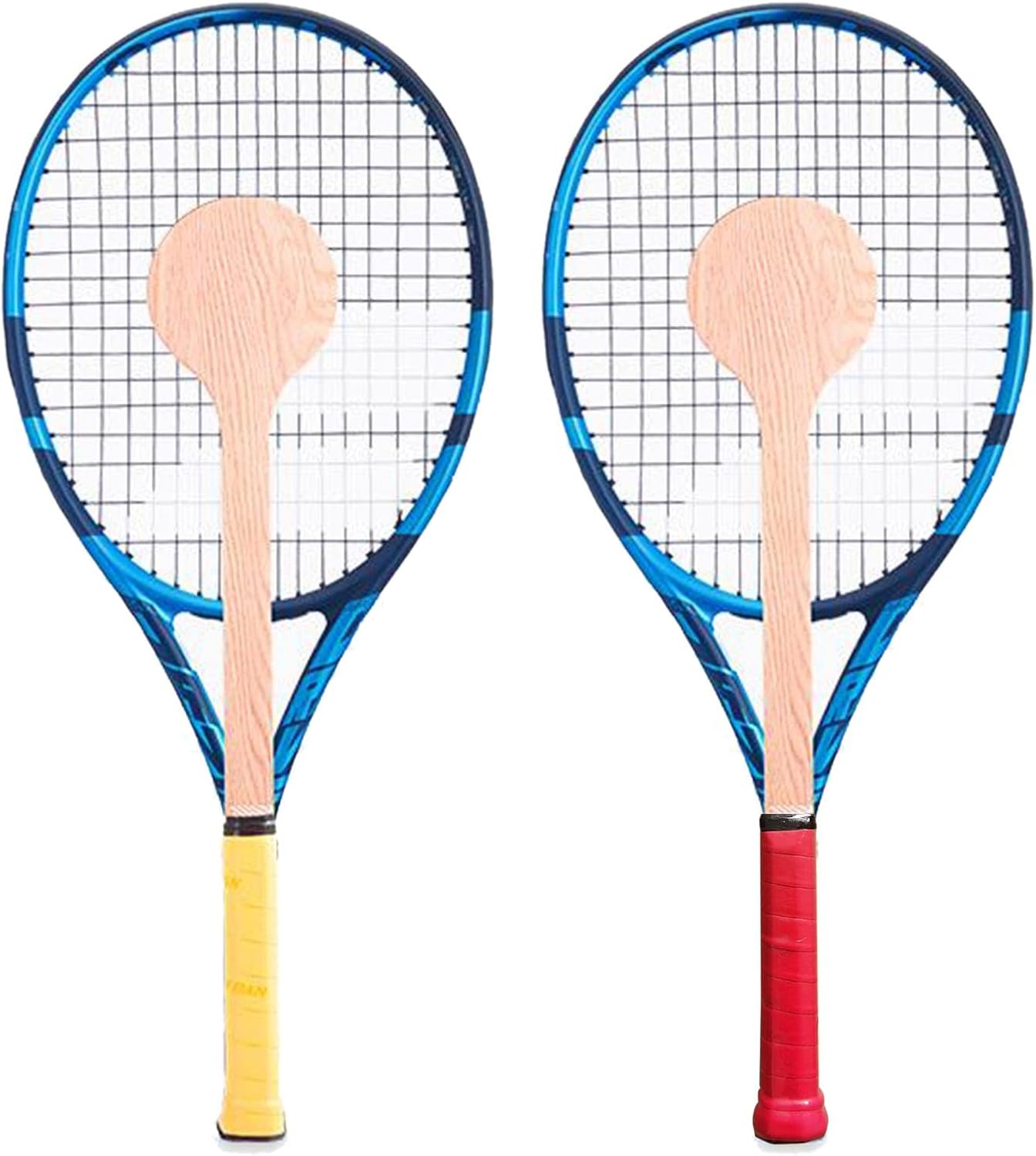 Tennis Racket Pointer Wooden Tennis Spoon Starter Beginner Batting Mid Tennis Sweet Practice Hitting Training Equipments, Red