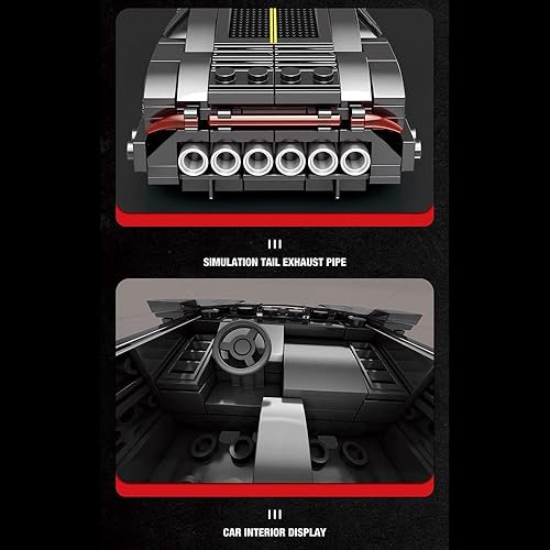 Miniatura 7 de MISINI 685 Speed Super Sports Car Building Blocks Set, Eight Grid Super Car Building Kit, Cool DIY Bricks Toy Car for Kids, Boys, and Girls Ages 6+