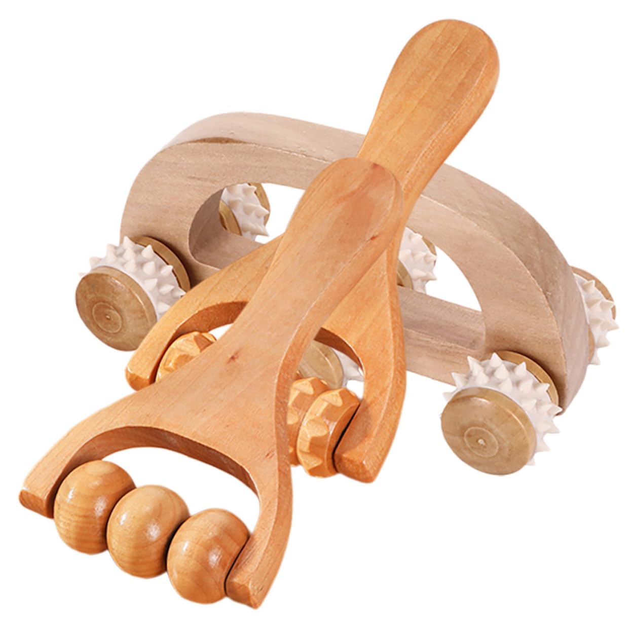 5 Set Set Massaggiatore Rulli Adulti Massaggiatore Per Gamba Collo Palmare Massaggiante Di Massaggio Portatile Kit Corpo Bob A Mano Muscolo Di Legno 3 Pezzi * 5