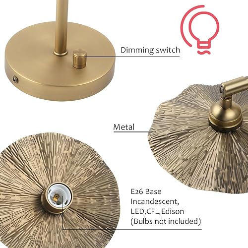 Miniatura 3 de Pathson Aplique de pared regulable, acabado de latón metálico, ángulo de iluminación ajustable, lámpara de pared de baño, iluminación de tocador de