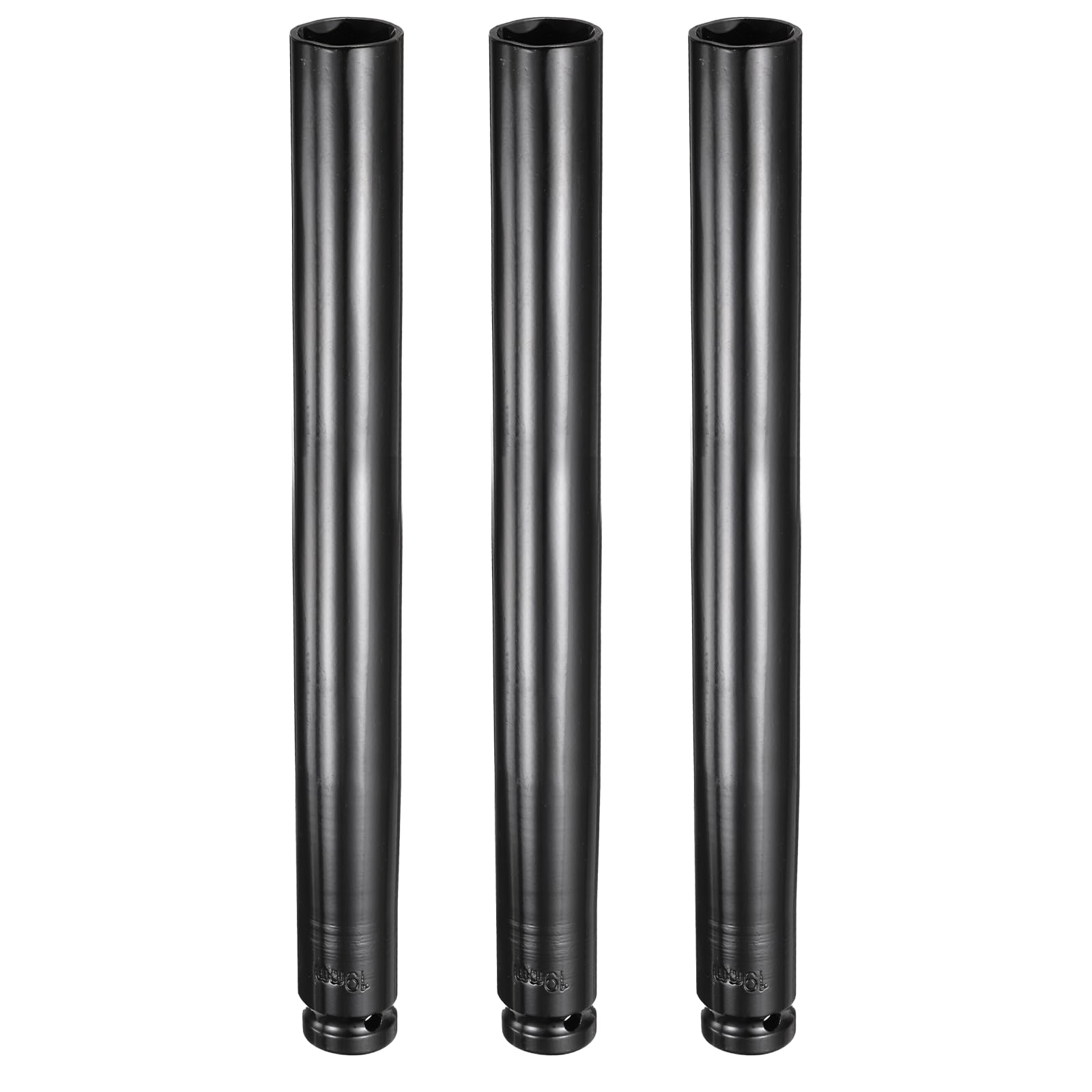 sourcing map 3pcs 6-Point Deep Impact Socket 1/2" Drive 19mm Metric Socket 11.5" (293mm) Extra Long Heat-Treated 45# Steel for Home Auto Spindle Axle Hex Nuts Bolts Repair, Black — image 1