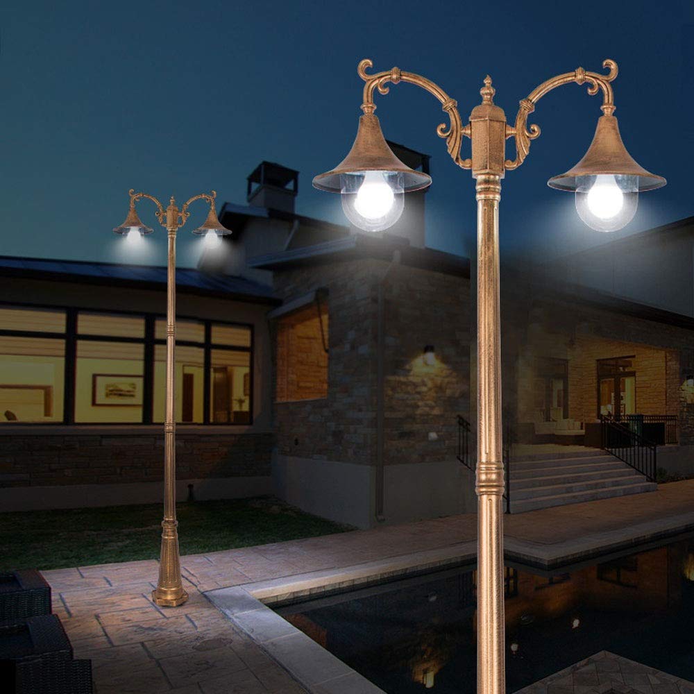Produttori creativi di lampade da giardino europee Custom Outdoor Community Park High Pole Road Light Impermeabile Villa Doppia testa Luci paesaggistiche, Luci da palo per esterni Luci di illuminazi
