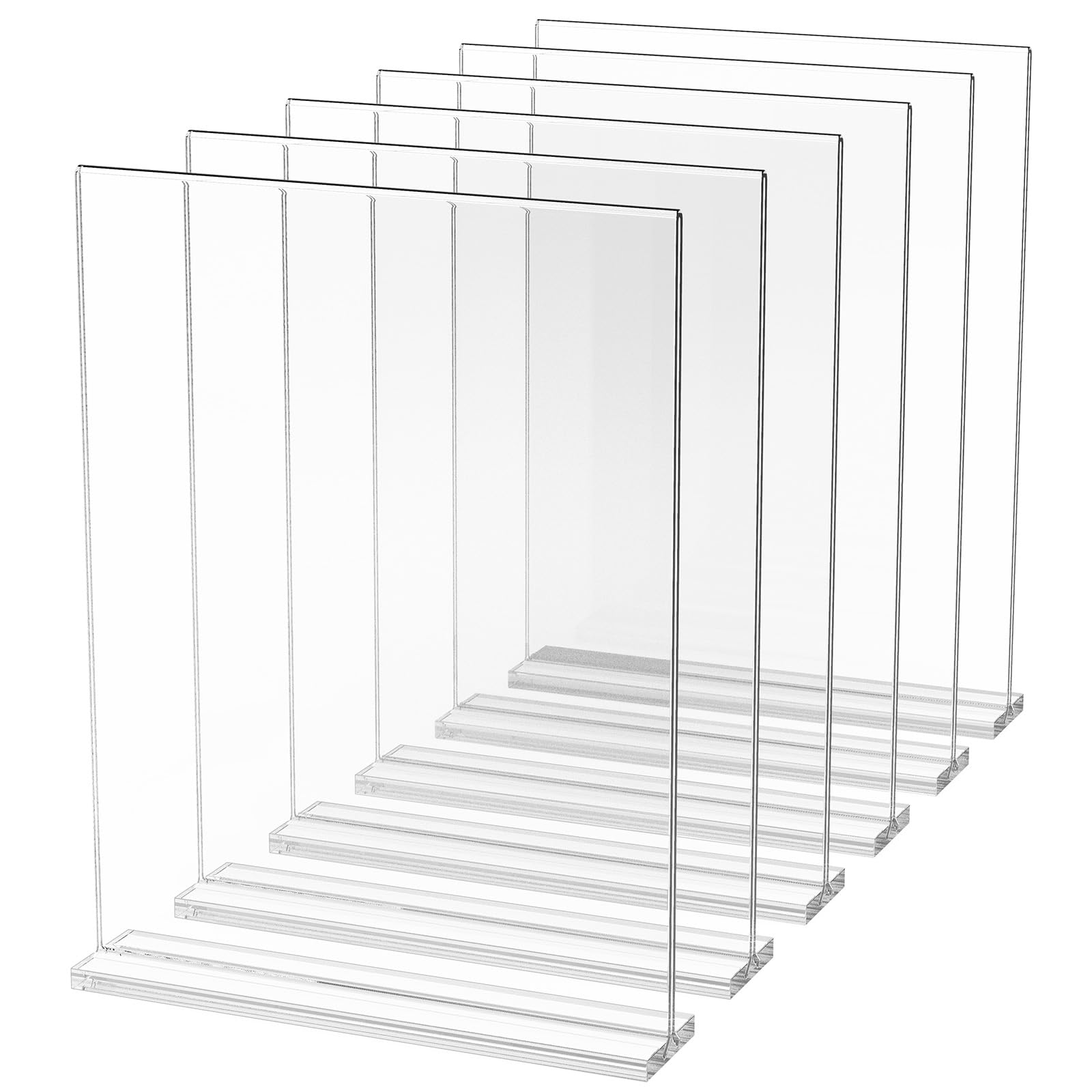 VEVOR Portacartelli in Acrilico 223,52 x 279,4 mm Porta Cartelli Bifacciali a Forma di T, Porta Brochure, Confezione da 6, Porta Menù da Tavolo in Acrilico Trasparente per Ristorante, Ufficio, Bar