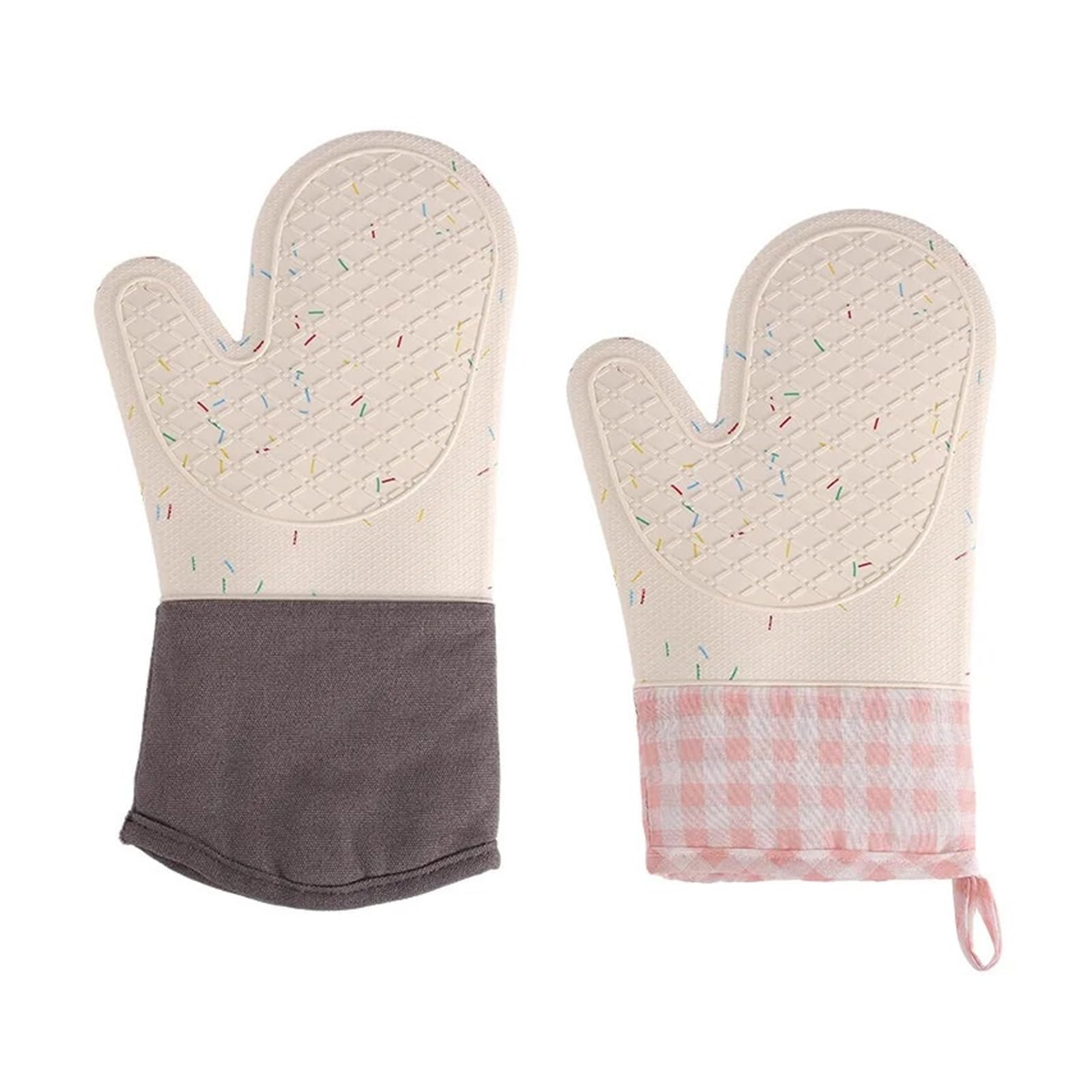 Guantes de horno de silicona y algodón, guantes microondas antideslizantes