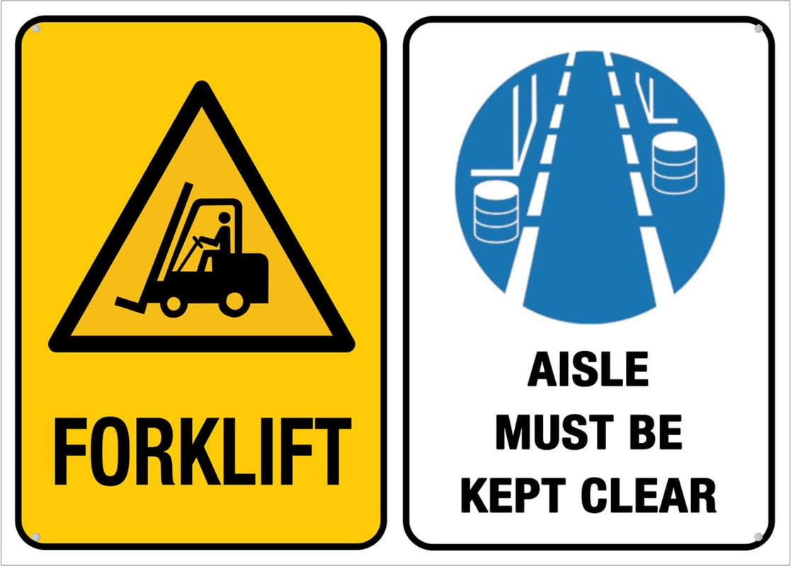 Forklift Aisle Must Be Kept Clear Aluminum Metal Sign 8"x12" Rust-Free For Outdoor/Home/Business/Yard Use