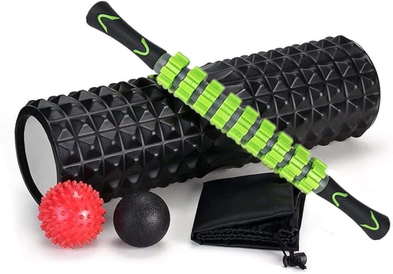 Nyganmelloz 5-In-1 Large size Foam Roller Kit with Muscle Stick and Massage Balls For Physical Therapy Pain Relief Myofascial Release Balance Exercise