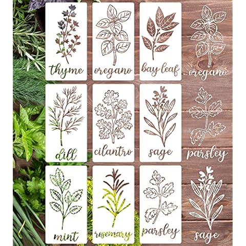 Herb Stencils for Painting Kitchen Stencil Farmhouse Plant Herbs Stencils for Garden Reusable Templates for Painting on Wood Furniture Canvas Cover
