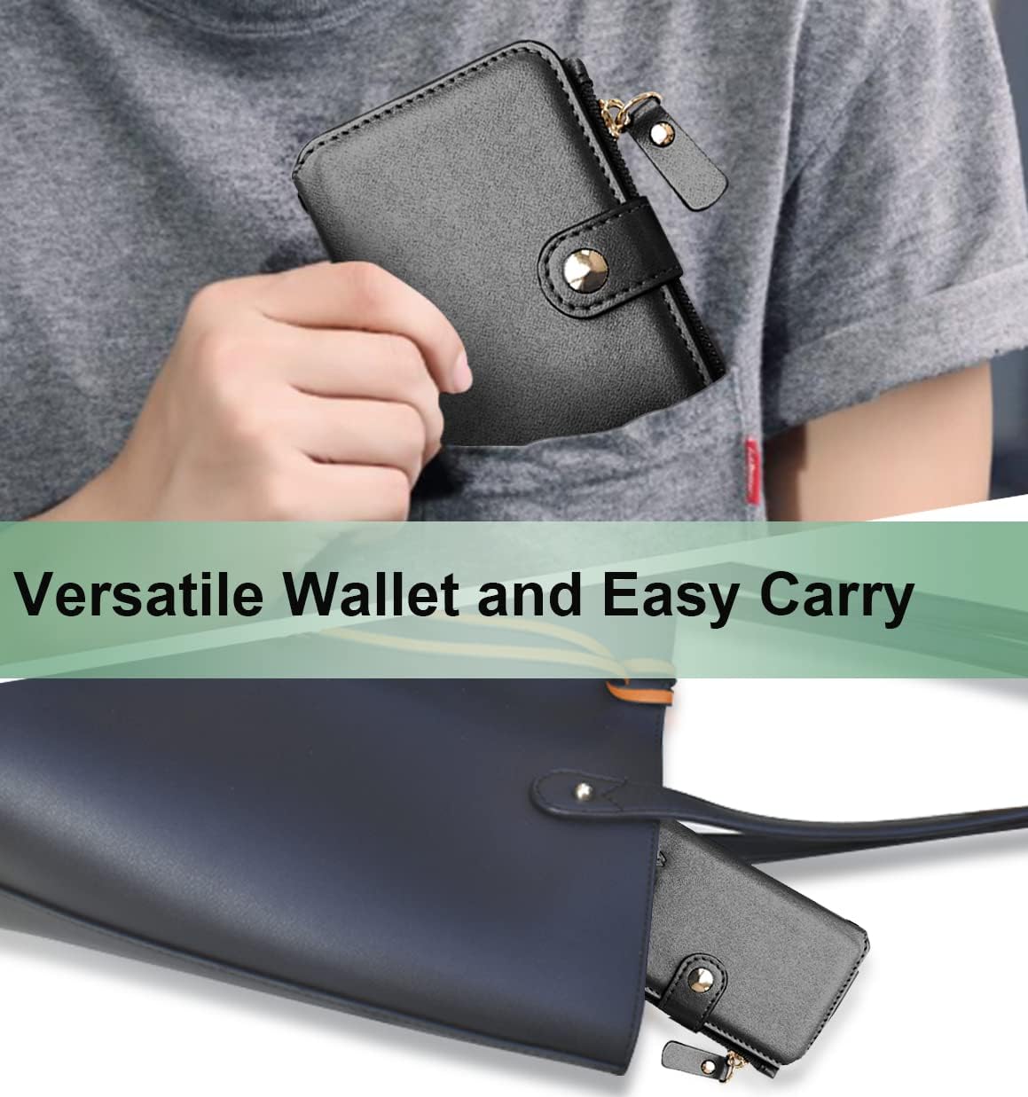 M-Plateau Handy-Geldbörse zum Aufkleben – schlanker, langlebiger und stilvoller Kartenhalter aus PU-Leder mit 3M-Kleber und abnehmbarem Umhängeband für iPhone und die meisten Smartphones (schwarz)