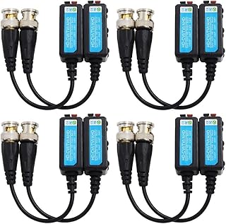 4 Pairs 1080P HD-AHD/TVI/CVI Passive HD Video Balun Transmitter Mini CCTV BNC Video Balun Transceiver Cable 5MP Split Joint Mini CCTV BNC with CCTV Surveillance Camera System