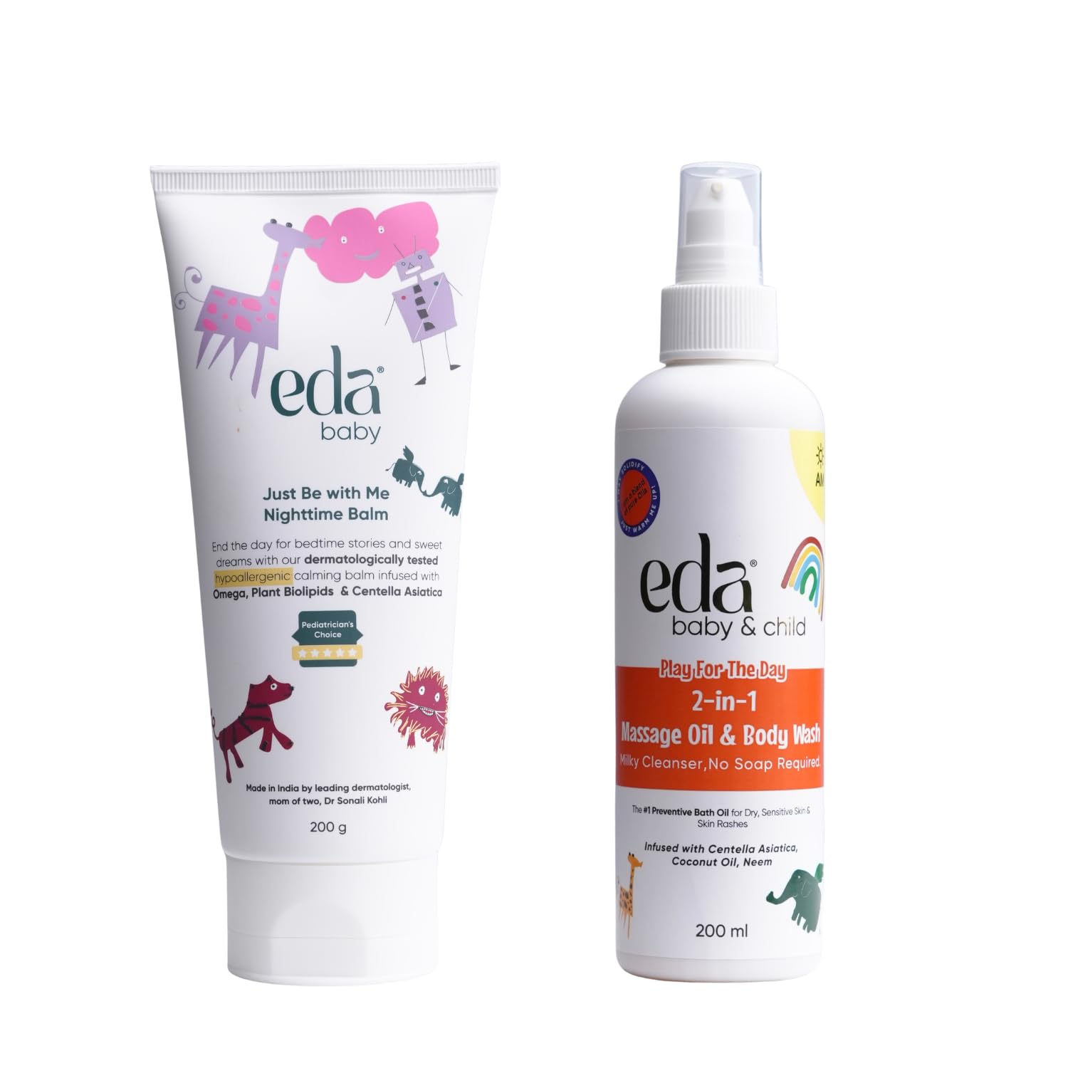 EDA Baby & Child Baby Massage Bath Oil & Nighttime Balm for Babies 0-10 Years | Coconut Oil, Neem & Chamomile Bath Oil with Calendula & Centella Asiatica Overnight Moisture Balm | 200ml-image-41