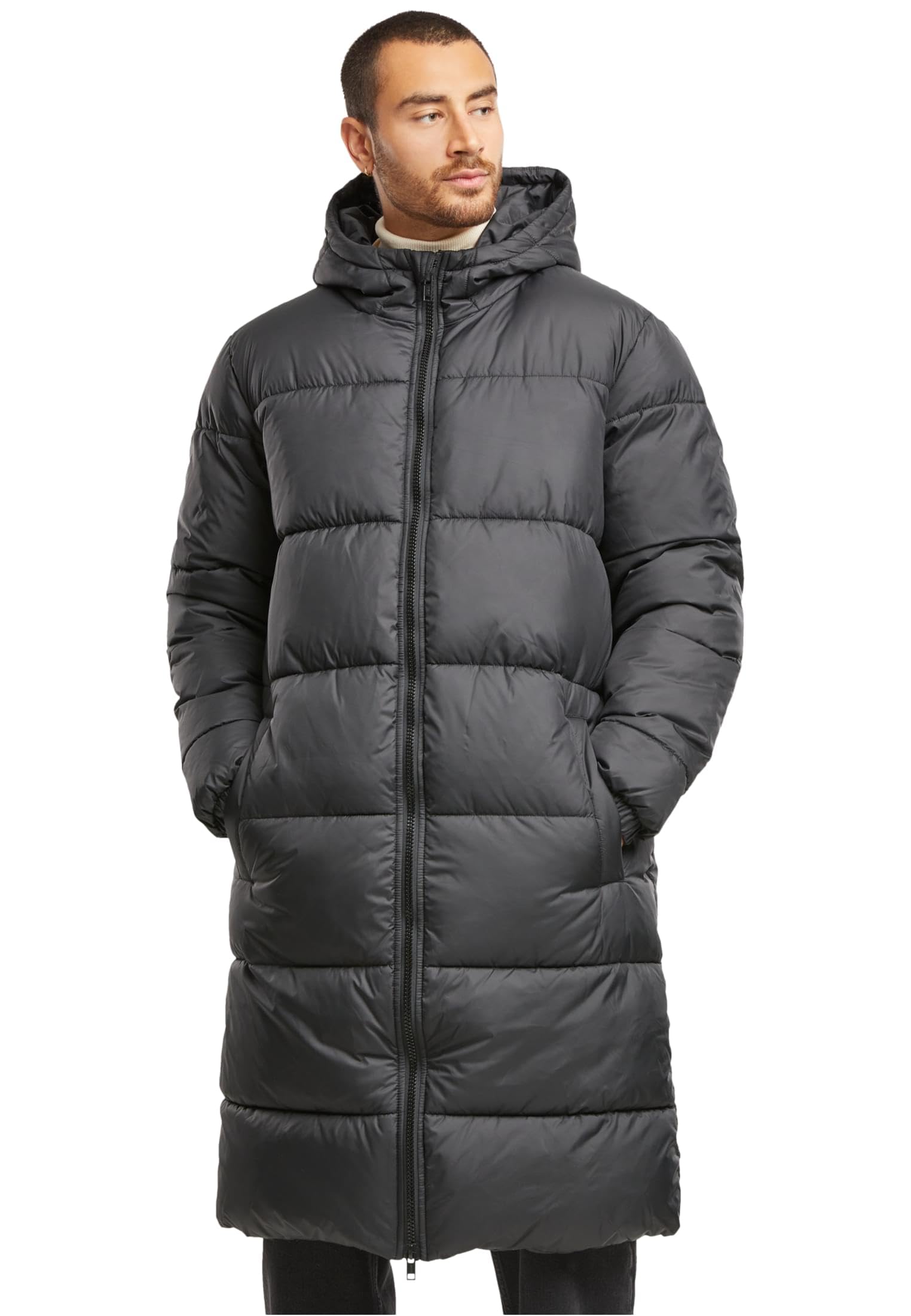 Urban Classics Tb7010-Mens Long Puffer Coat Cappotti, Nero, L Uomo-image