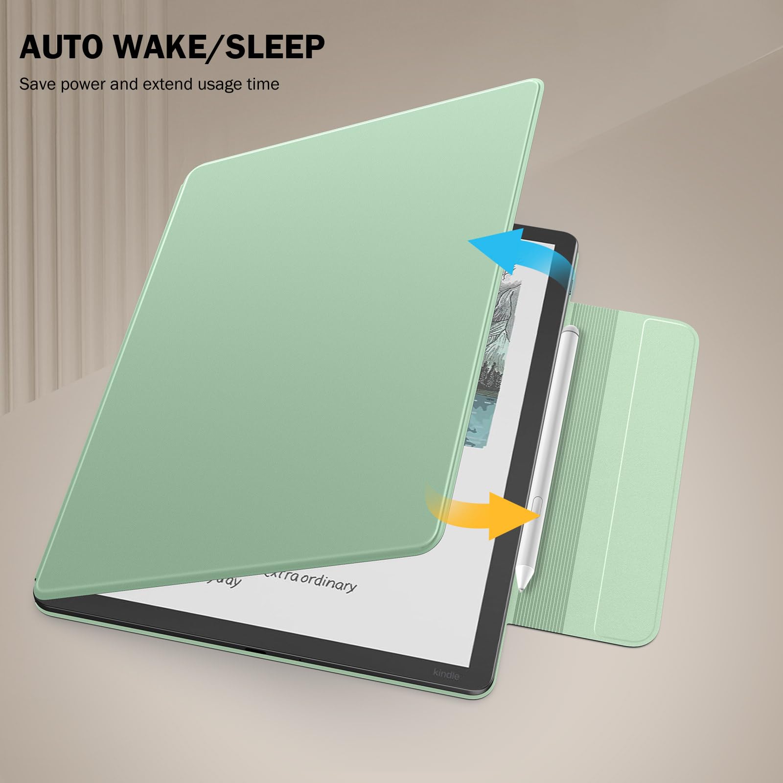 MoKo Magnetic Case for 11" Kindle Scribe 3rd & Colorsoft 1st, Green | Strong Magnetic,Slim Folio Premium PU Leather Cover with Pen Clasp & Auto Sleep Wake for 2025 Kindle Scribe Case