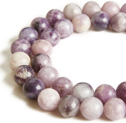 45 cuentas de lepidolita de 0.315 pulgadas (0.315 in), cuentas de piedras preciosas naturales redondas sueltas para hacer joyas