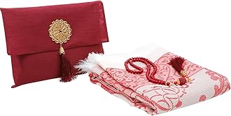 Prien Muslim Prayer Rug with Tasbih and Portable Bag, Muslim Gift for Women Men, Mubarak Islamic Box, Soft Mat Islam Gifts Set, Turkish Sajadah for Ramadan, Eid, Hajj, Travel, Pray (Red)