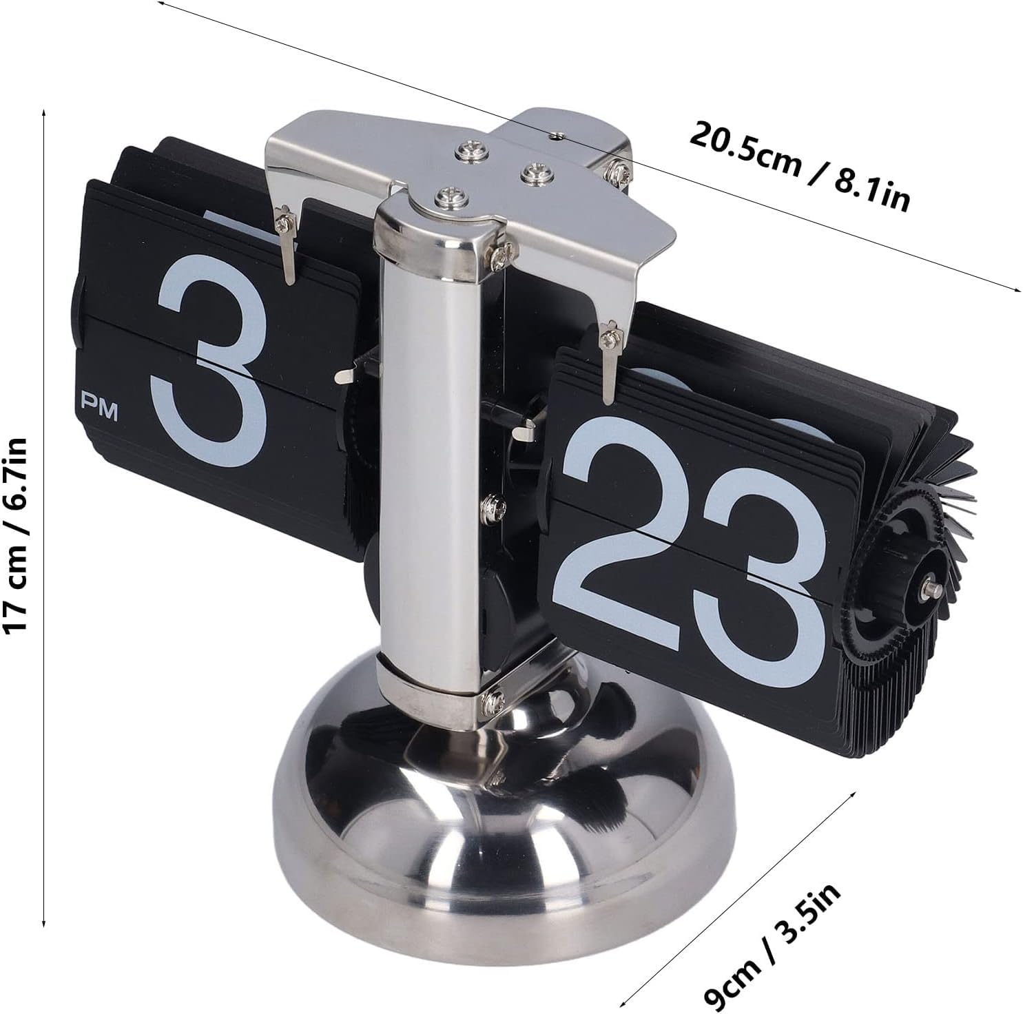 Diagramm mit den Abmessungen der Marrone Flip Clock