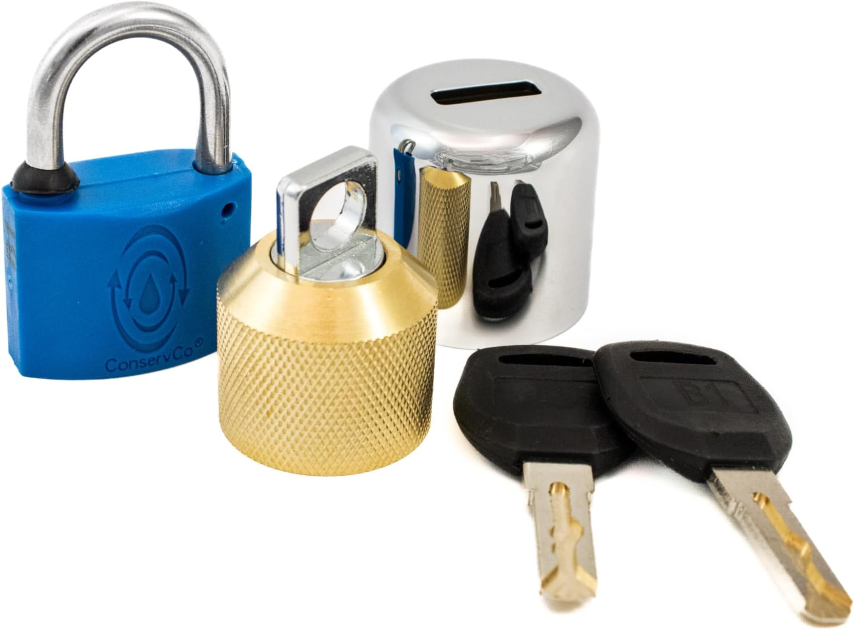 Hose Bibb Lock – Original Outdoor Faucet Lock Prevents Water Theft and Waste, Easy to Use, Comes with Padlock, Protect Plumbing, Water and Money, DSL-2 - Single Pack