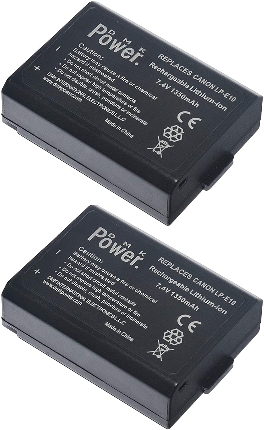 DMK Power LP-E10 (1350mAh) 2-Pack Batteries Compatible with C EOS Rebel T3, T5, T6, T7, K' X70, T100, EOS 1100D, EOS 1200D, EOS 1300D, EOS 1500D, EOS 2000D, EOS 3000D EOS 4000D Digital Cameras