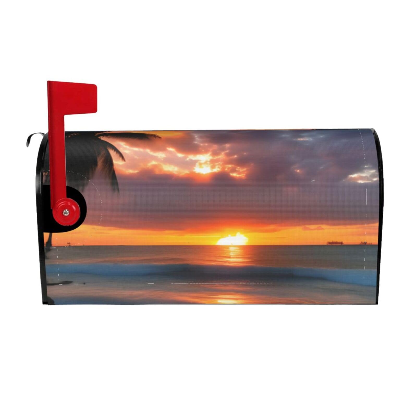 Sunset Beach Print Mailbox Cover Wraps Post Letter Box Cover Decor For Outside Garden Yard Farmhouse Home
