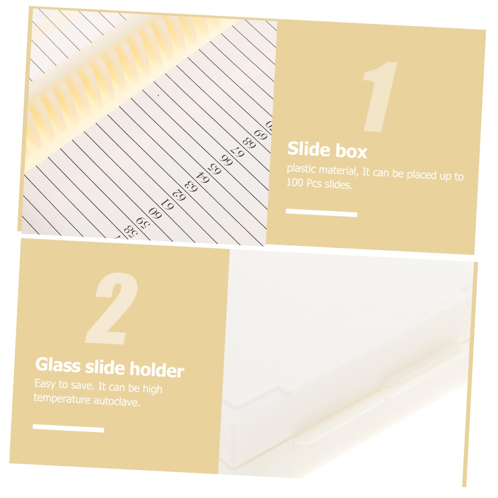 Cabilock Microscope Slide Storage Tray 25/50/100 Slides Storage Box Safe Abs Paper Compact