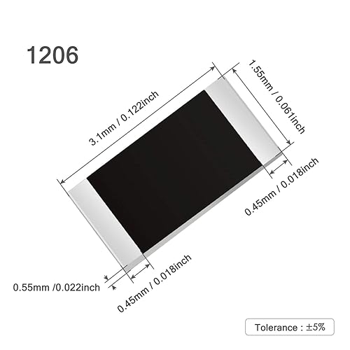Miniatura 2 de Chanzon 1200pcs 1206 SMD Kit de resistencias 0-10M  ohmios 60 valores (cada valor 20pcs) 14W 0.25W 1% Tolerancia Película gruesa 0-10MR SMT