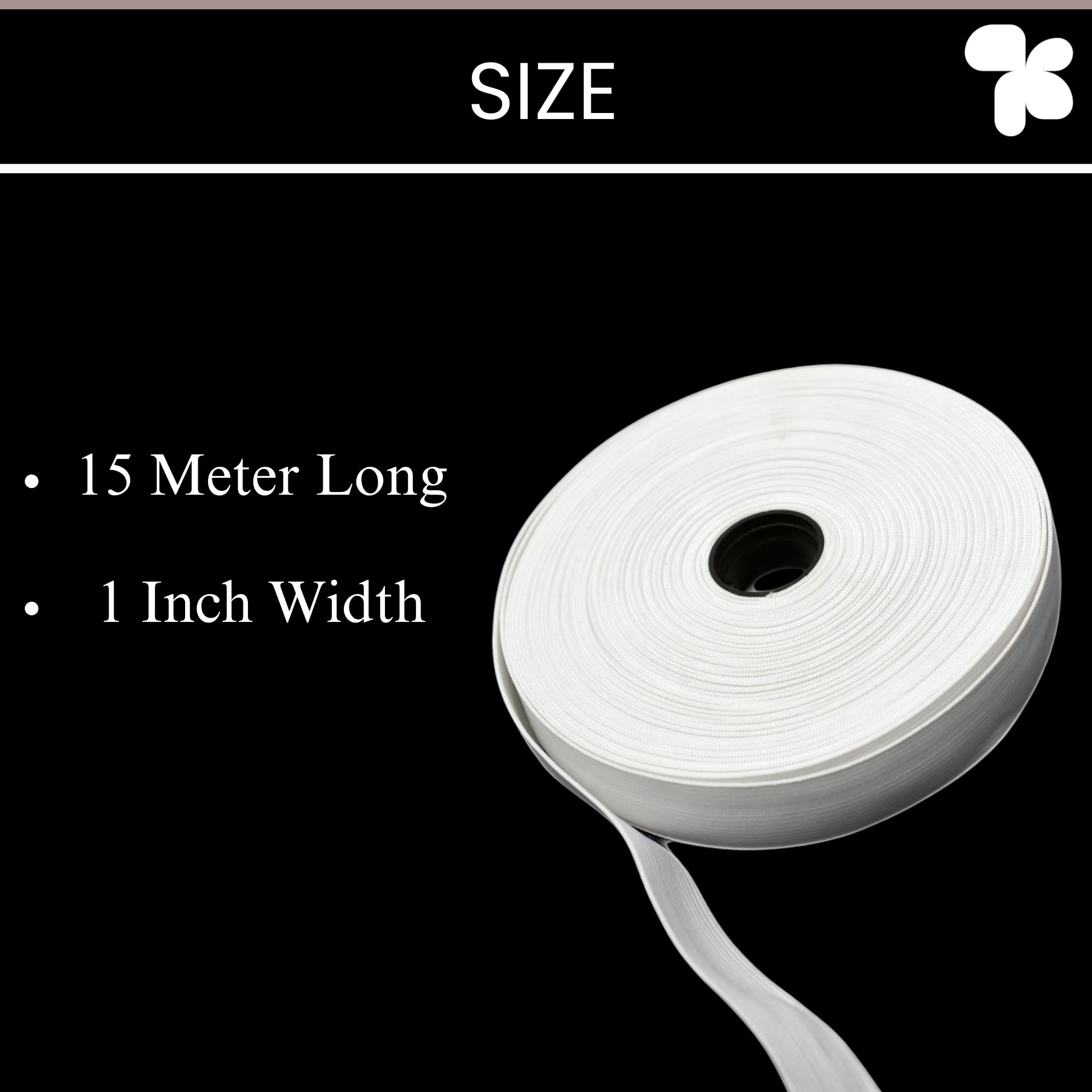 AMPEREUS | Braided Elastic Band White Elastic (15 Meters, 1 inch) Cord Heavy Stretch High Elasticity Knit Elastic Band, Ideal for Tailoring/Sewing, Fashion Designing, Boutique, Stitching 1