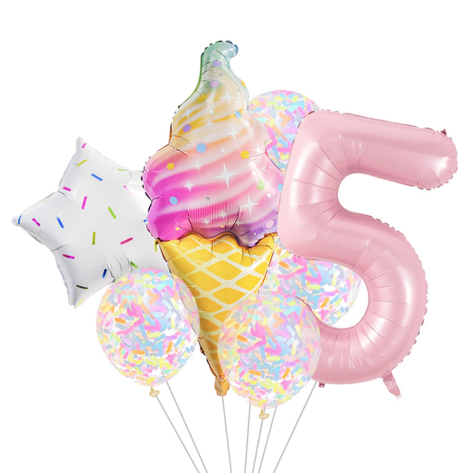 Tsophreniq Sweet Theme Foil Balloons Set with Ice Cream and Star for Fun Celebrations Ice Cream Foil Balloon