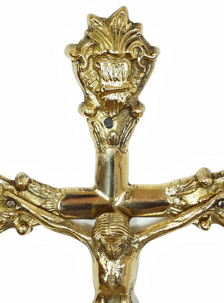 zeitzone Krzyż ścienny z mosiądzu do zawieszenia krzyż Jezus Chrystus krucyfiks 32 cm