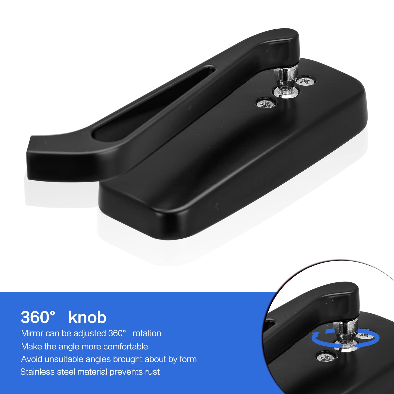 LKV 8mm/10mm Rétroviseur Latéraux Rectangle universel guidon aile rétroviseu pour Bobber Cruiser Choppers Touring ATV Sport vélo