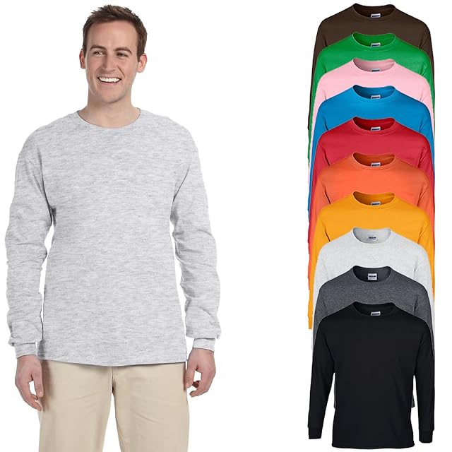 Gildan Brands Mens Heavy Cotton Long Sleeve T-Shirt G5400 Multipack-Bulk SETOF-10-M Make Your Own Color Set Multicolor